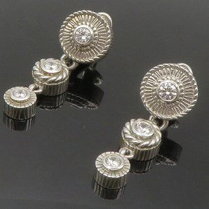 JUDITH RIPKA 925 Silver - Vintage Topaz Graduated Twist Dangle Earrings